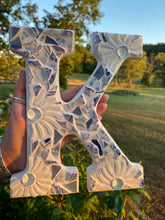 Load image into Gallery viewer, Blue and White Wooden Hanging Letter | Dorm Room Decoration | Baby Shower Gift