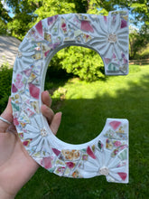 Load image into Gallery viewer, Multicolored Mosaic Wooden Hanging Letter | Dorm Room Decoration | Baby Shower Gift