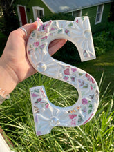 Load image into Gallery viewer, Pink and Green DIY Mosaic Kit | Wooden Hanging Letter | Dorm Room Decoration | Custom Initial Decor