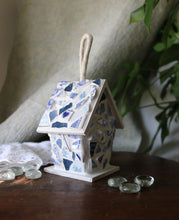 Load image into Gallery viewer, Blue and White Mosaic Birdhouse
