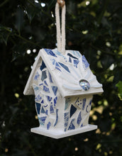 Load image into Gallery viewer, Blue and White Mosaic Birdhouse
