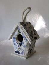 Load image into Gallery viewer, Blue and White Mosaic Birdhouse
